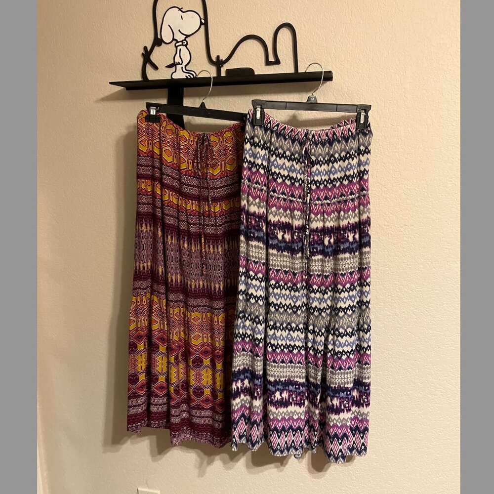 MOSSIMO SUPPLY CO. African Print Tiered Maxi Skirts (Set of 2) - Size L